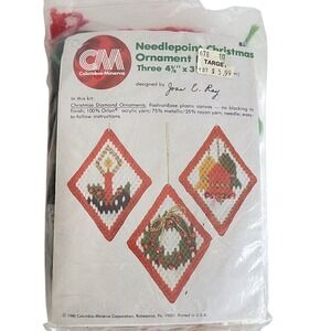 Vtg 80s CM Columbia-Minerva Needlepoint Christmas Ornament‎ Kit New COMPLETE